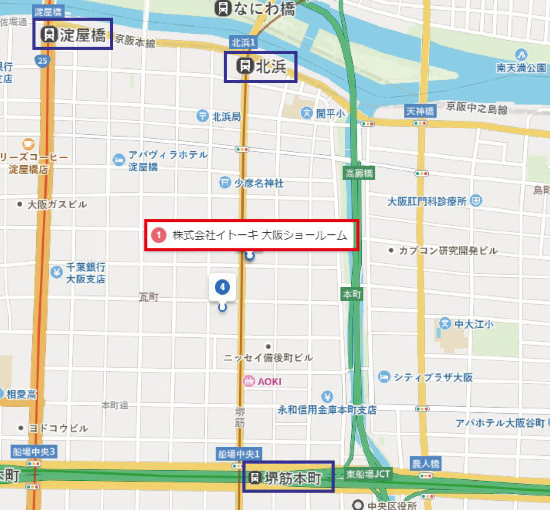 イトーキ大阪ショールームの地図
